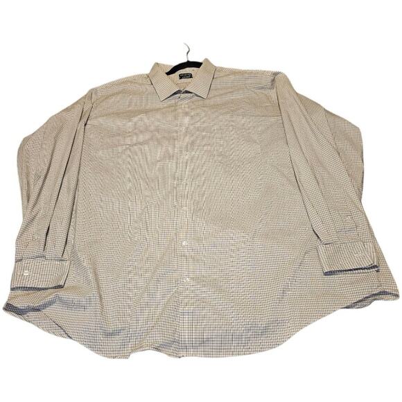 Van Heusen Men’s Big Fit Stretch Shirt – Size 20 (36/37) – Tan & Black Check - Picture 1 of 4